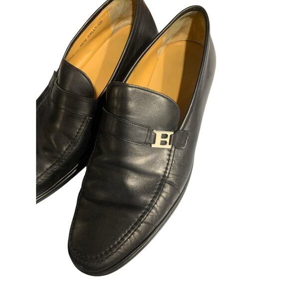 Bally Black Nevio Leather B Logo Buckle Dress Shoes Loafers Size US 10.5D - Picture 3 of 6